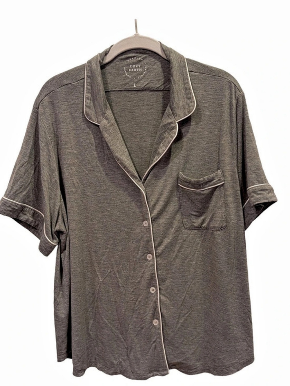 Cozy Earth Bamboo Pajama Set Gray Short Sleeve Shorts NWOT Size L